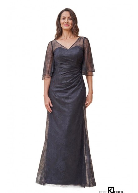 Elegantes Kleid aus Spitze mit V-Ausschnitt und Falten für Großmutter oder Brautmutter