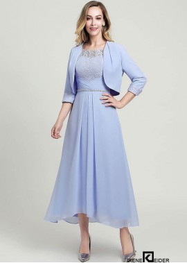 2023 Kleid für die Brautmutter A-Linie Halbe Ärmel Asymmetrisches Kleid mit Jacke