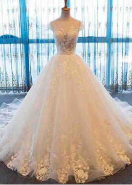 Spitzen Prinzessin Hochzeitskleid Ballkleider mit Perlen 2023