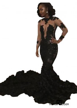 Irenekleider Black Mermaid Long Prom Evening Dress