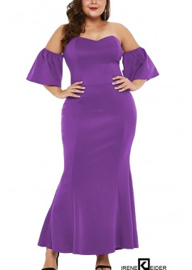 Off Shoulder Short Sleeve Ruffles Sexy Plus Size Bodycon Dress T90155419198
